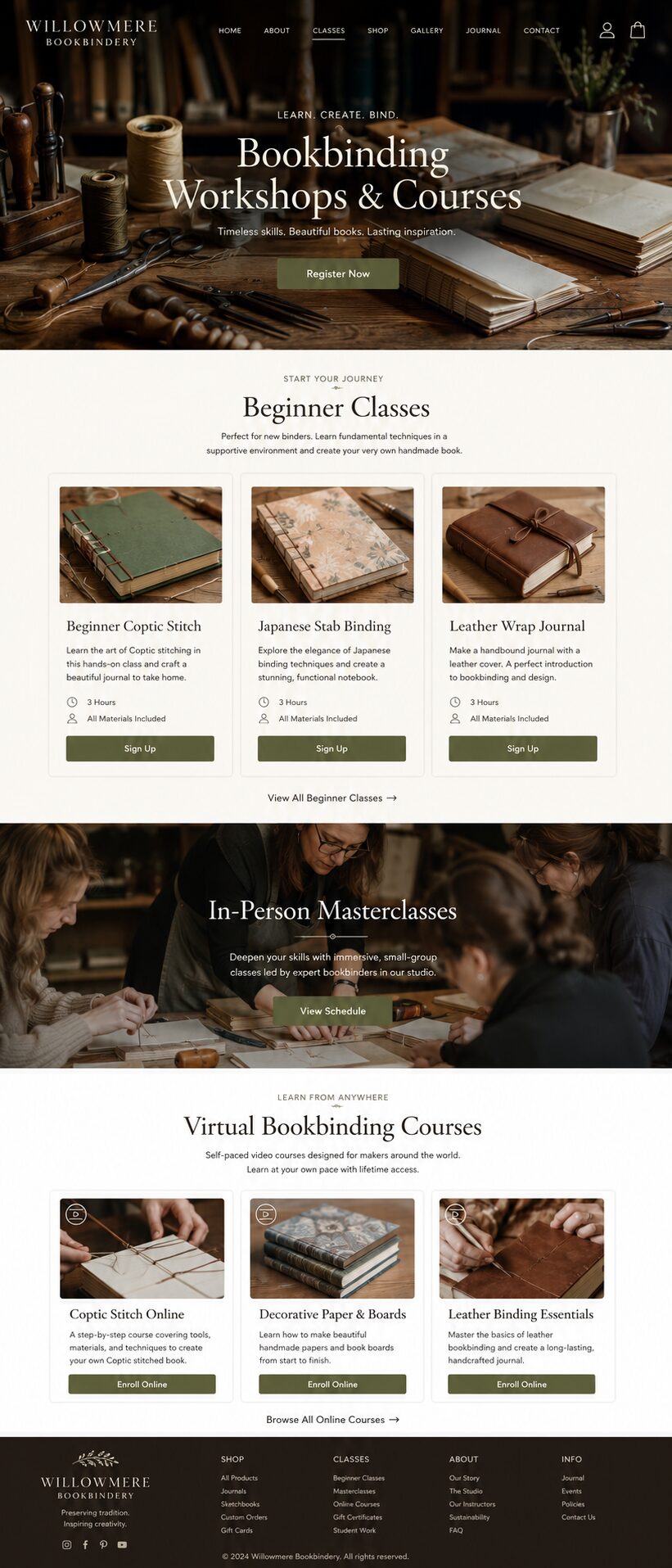 Classes design mockup